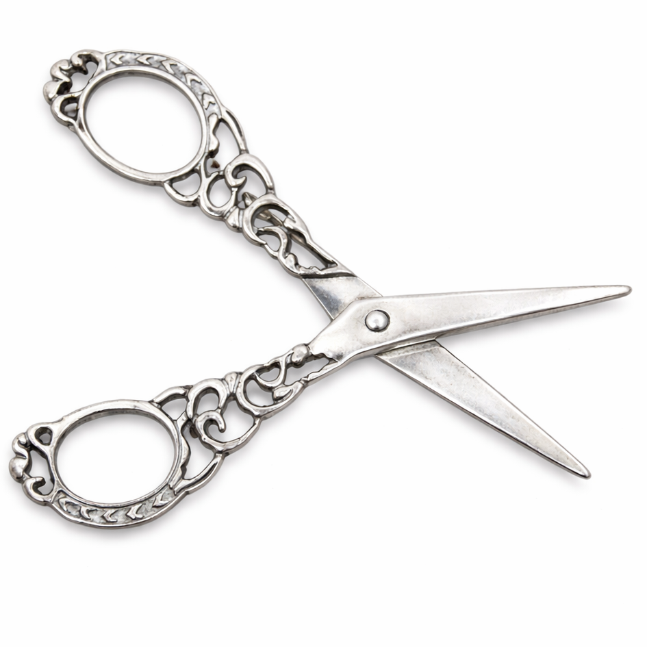 Sterling Silver Folding Scissors Brooch Pin – 2.3 Inch Vintage Style Sewing Scissor Brooch