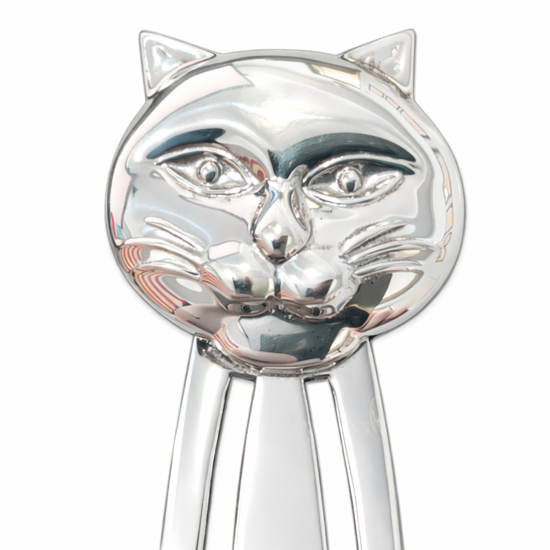 Sterling Silver Cat Bookmark – Polished 925 Silver Cat Face Book Marker 3.5 Inch Long