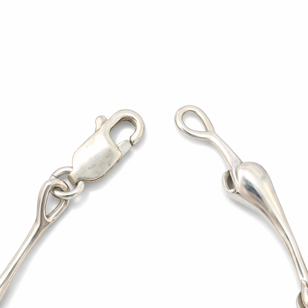 Sterling Silver Modern Link Necklace – 16.5 Inch Sculptural Silver Necklace with Lobster Clasp – Designer Statement Jewelry