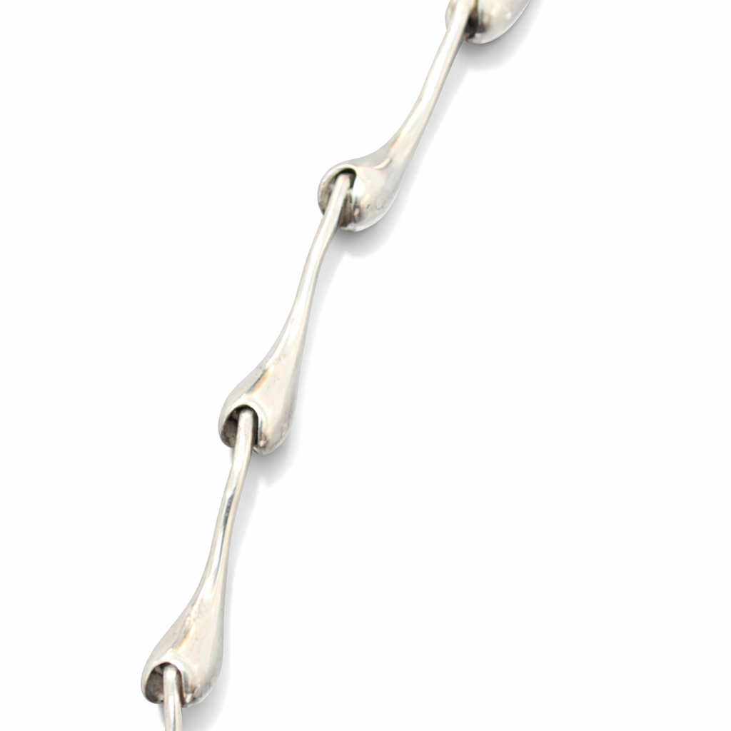 Sterling Silver Modern Link Necklace – 16.5 Inch Sculptural Silver Necklace with Lobster Clasp – Designer Statement Jewelry