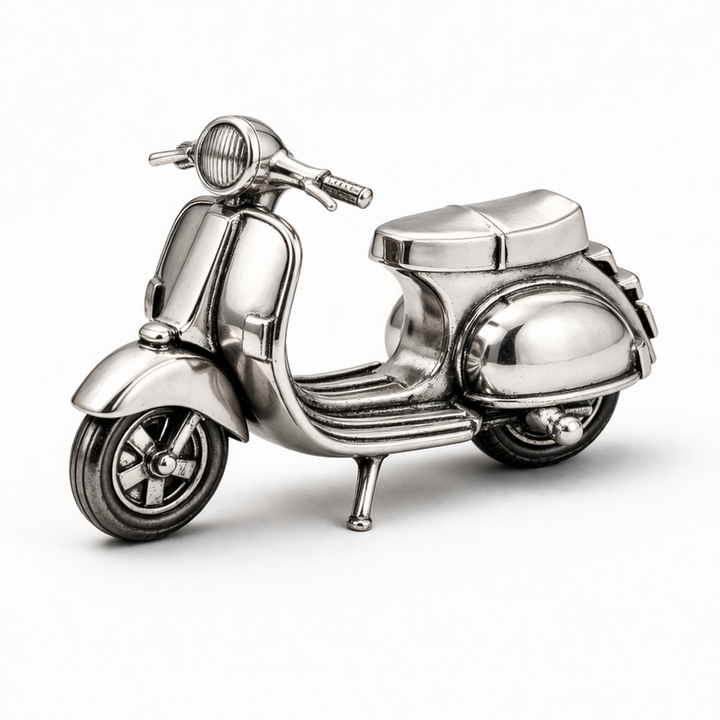 Sterling Silver Miniature Vespa Scooter – 2" Long Solid Silver Model (20.8 Grams)
