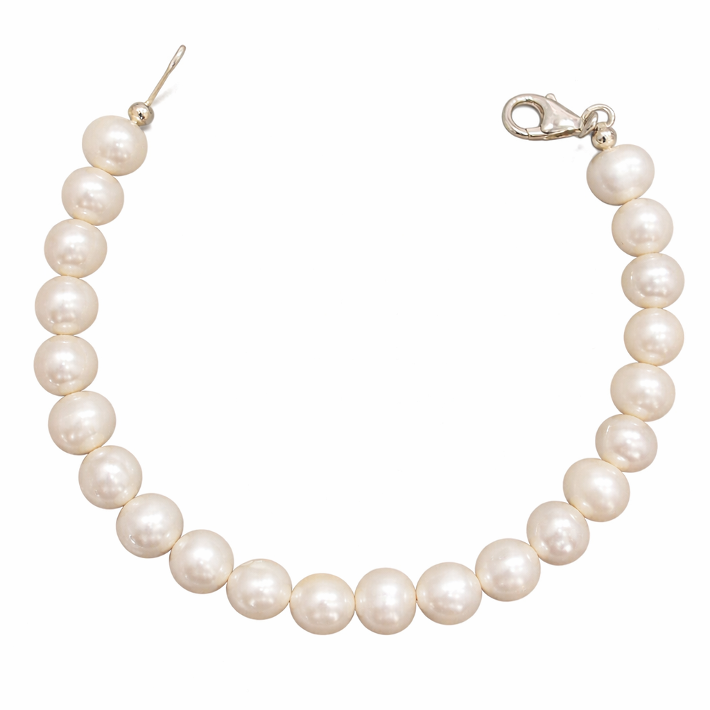 7.5" Freshwater Pearl Bracelet – Slightly Irregular Round Pearls with Sterling Silver Clasp