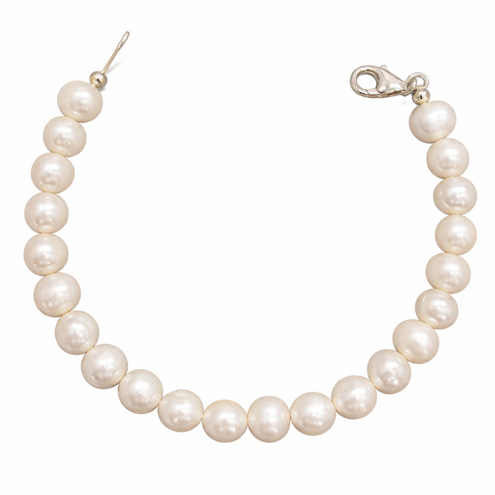 7.5" Freshwater Pearl Bracelet – Slightly Irregular Round Pearls with Sterling Silver Clasp