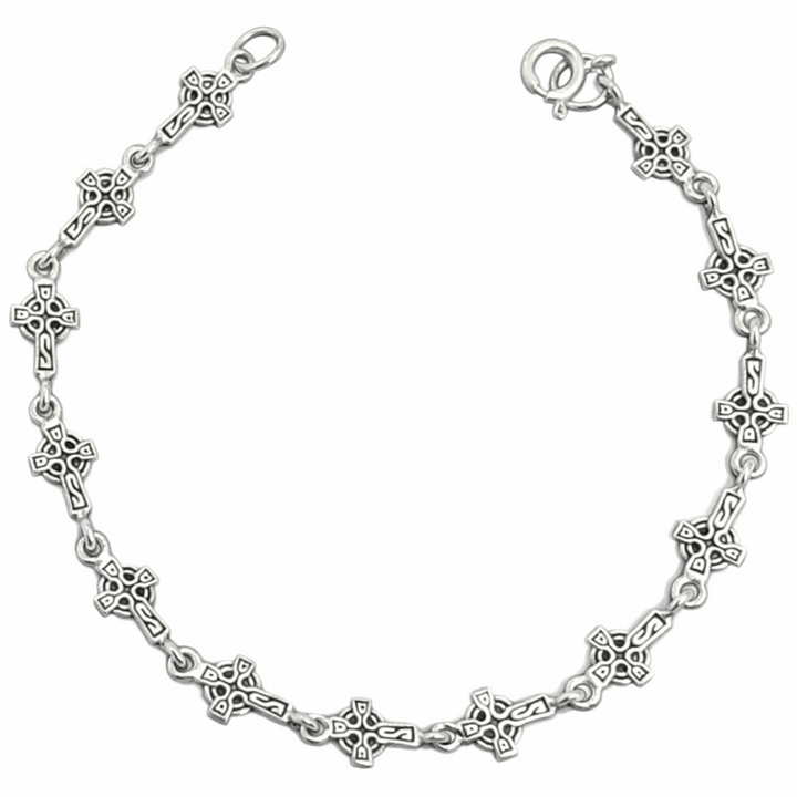 Sterling Silver Celtic Cross Link Bracelet – 7 Inch Religious Bracelet
