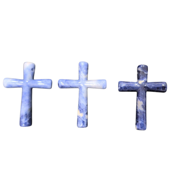 Natural Sodalite Cross Pendant 1.6 Inch – Blue Gemstone Cross With Top Hole – Carved Sodalite Jewelry Pendant