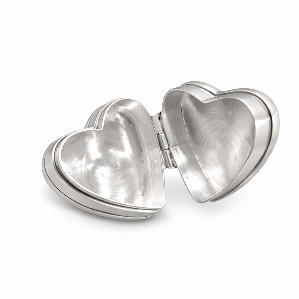 Sterling Silver Heart Locket Box – Vintage Engraved 925 Silver Heart Keepsake Pill Box 0.85”