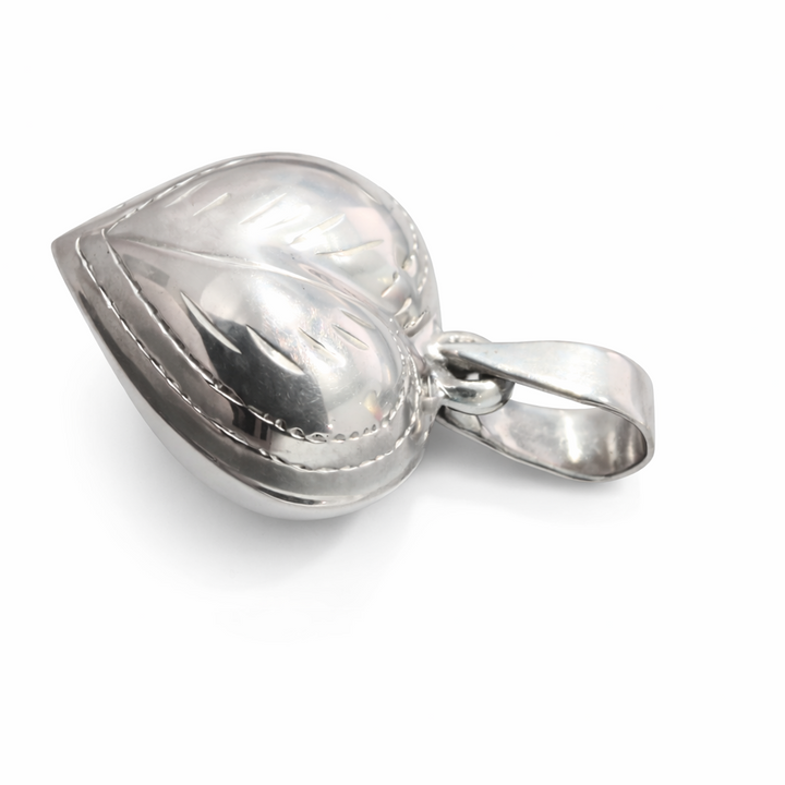 Sterling Silver Heart Pendant – 0.85" Small Heart Charm with Bail – Classic Love Pendant for Necklace, Vintage Style Silver Heart Jewelry