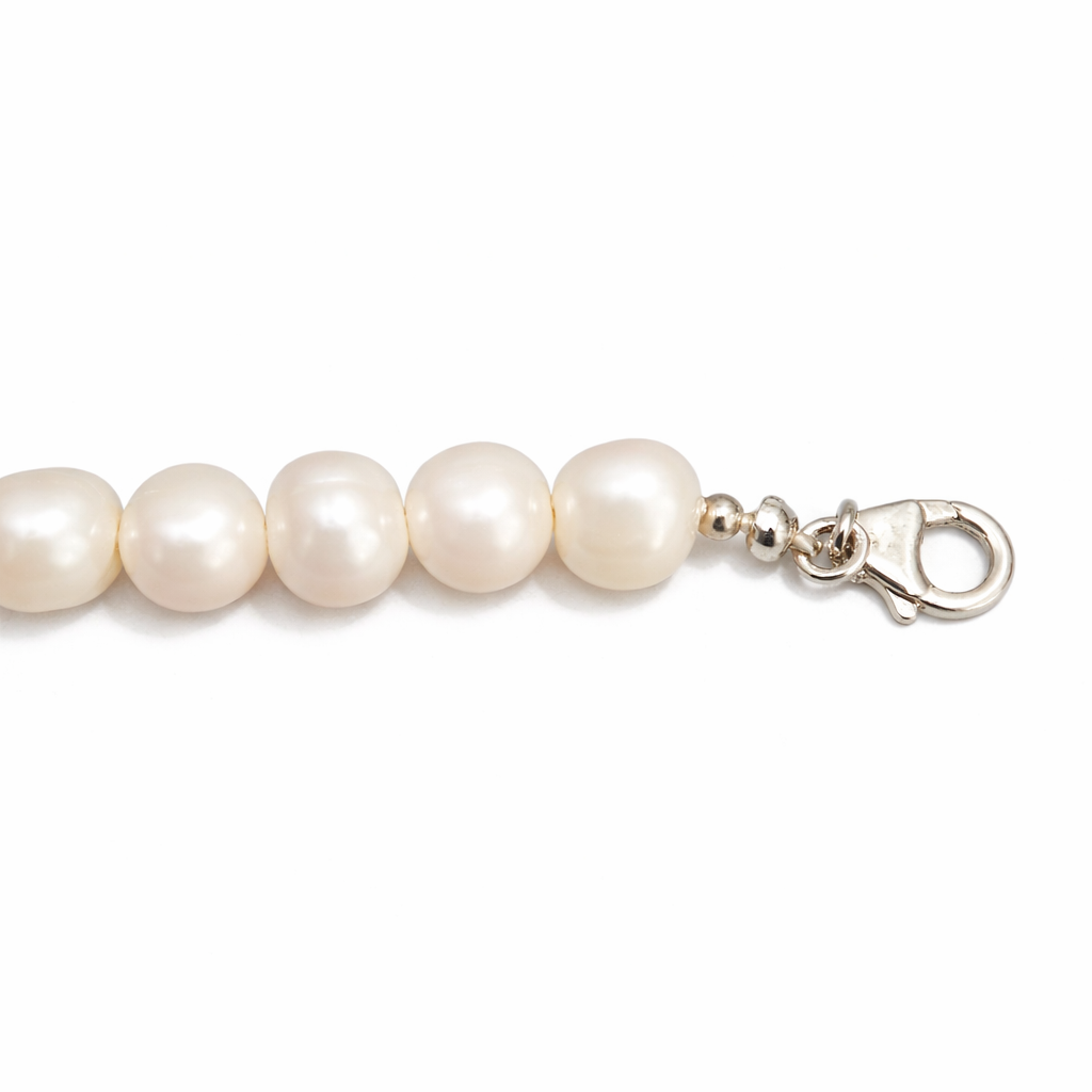 7.5" Freshwater Pearl Bracelet – Slightly Irregular Round Pearls with Sterling Silver Clasp