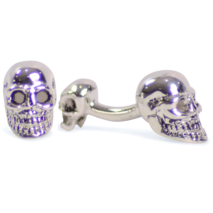 Movable Jaw Sterling Silver Skull Cufflinks | SilverAndGold
