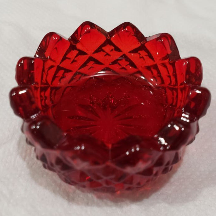 Ruby Red Sawtooth Hand Pressed Glass Ring Holder