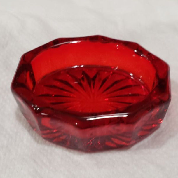 Ruby Red Oval Hand Pressed Glass Ring Holder
