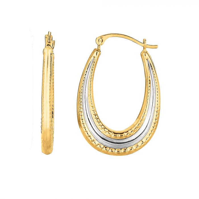 Two-Tone 10K Gold Hoop Earrings