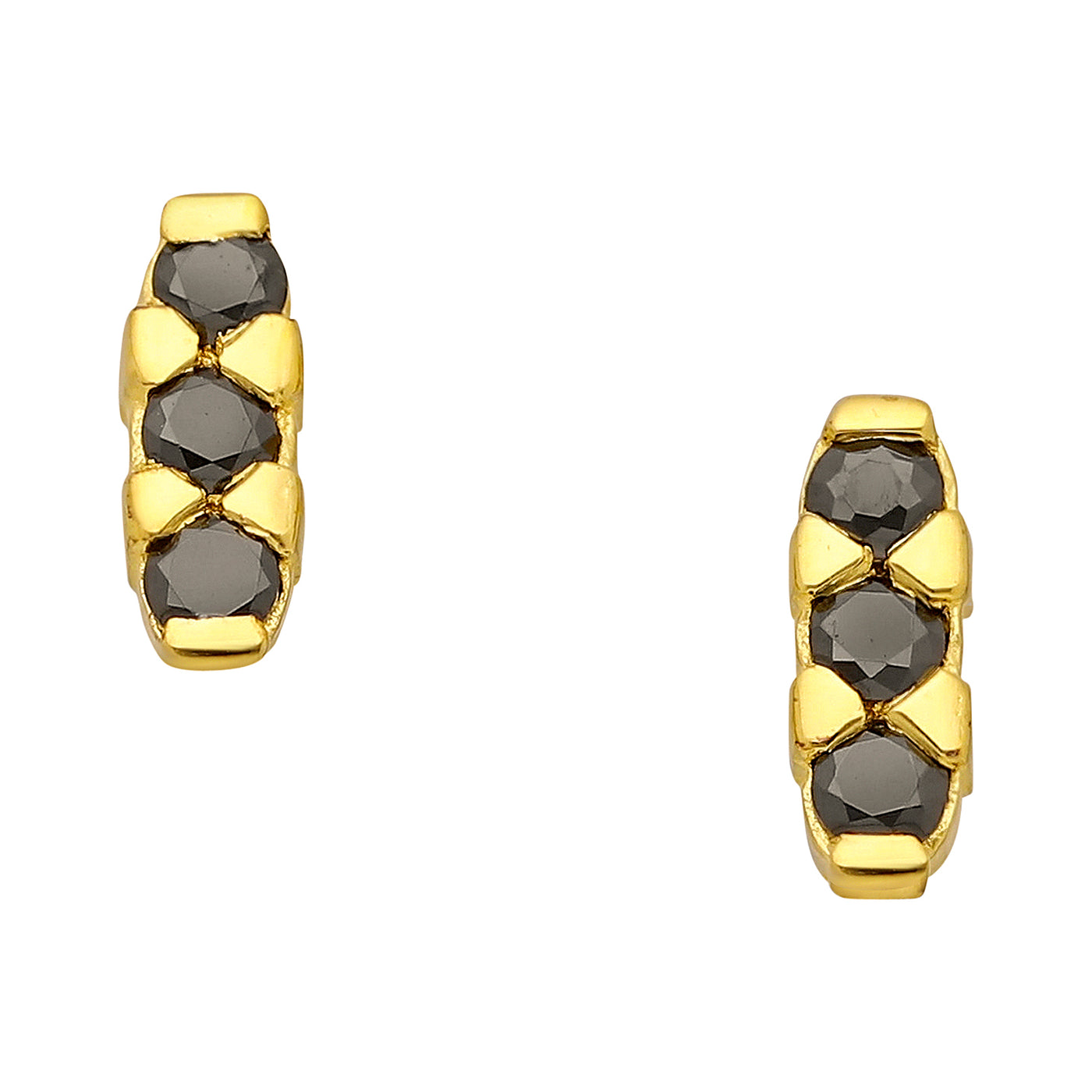 Black Diamond Simulant Gold Earrings