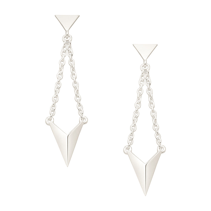 Triangle Silver Dangle Earrings