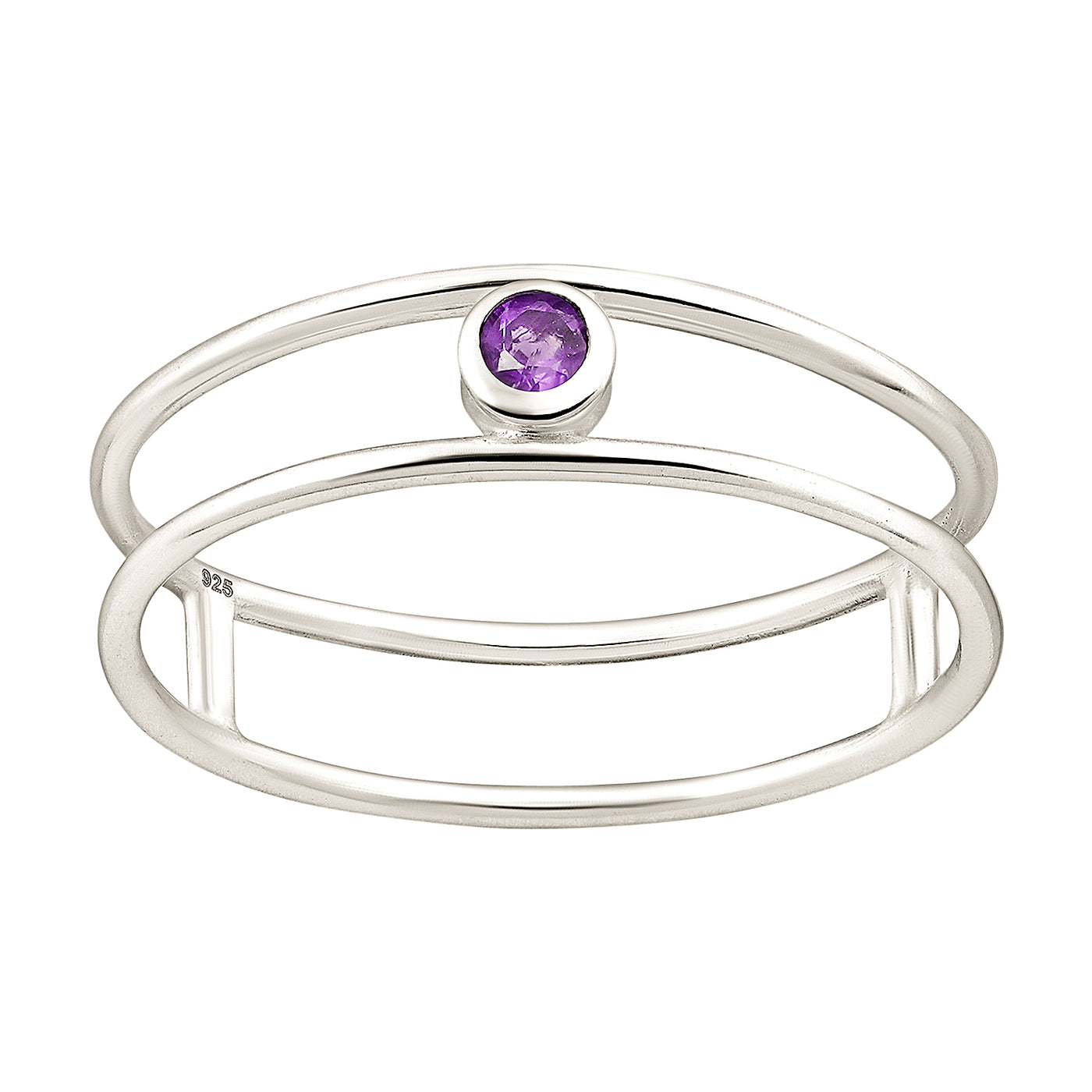 Amethyst Solitaire Silver Ring