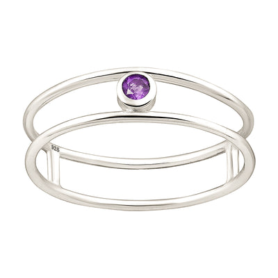 Amethyst Solitaire Silver Ring
