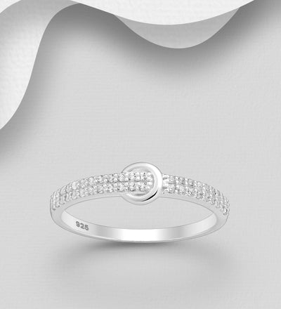 Silver Buckle Diamond Simulant Ring
