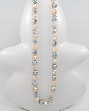 Pink & Grey Pearl Necklace