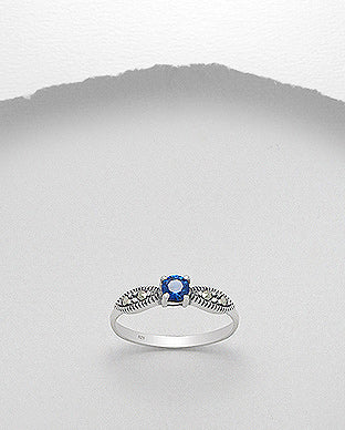 Blue Diamond Simulant Silver Ring