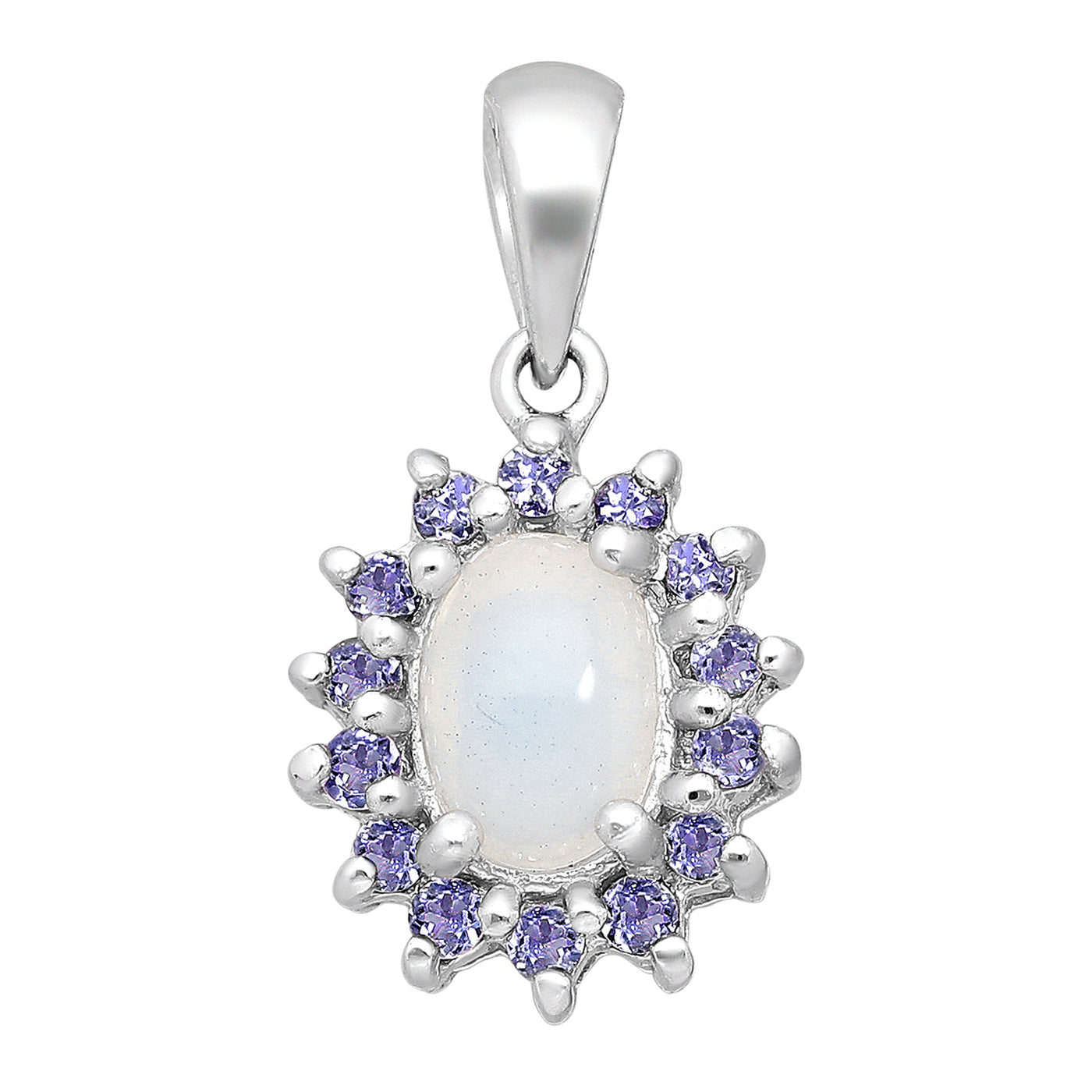 Opal & Tanzanite Halo Style Necklace
