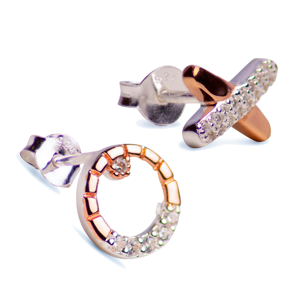 X's & O's CZ & 14K Gold Plated Sterling Silver Hugs & Kisses Earrings