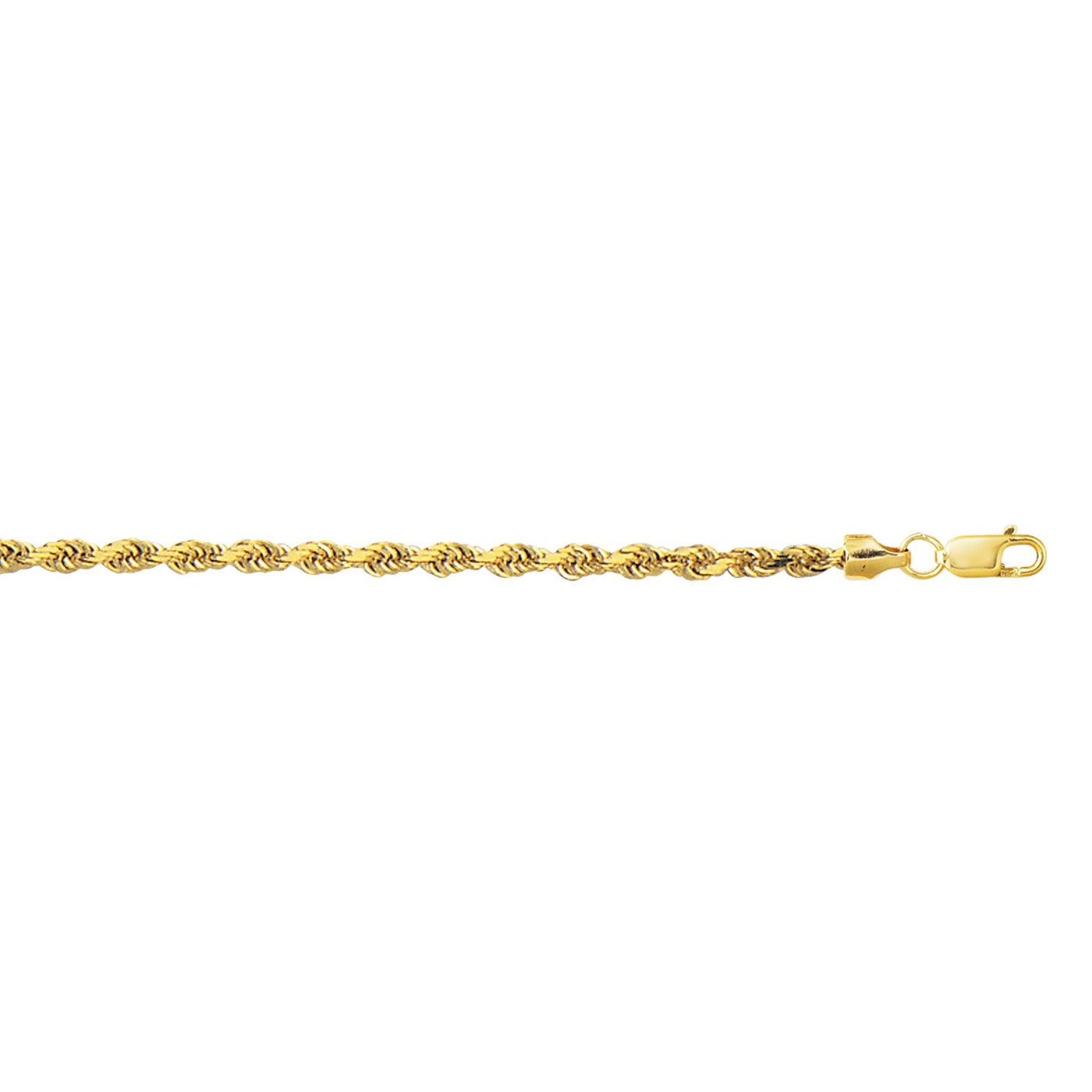 10K Gold Diamond Cut Rope Bracelet 3.2mm