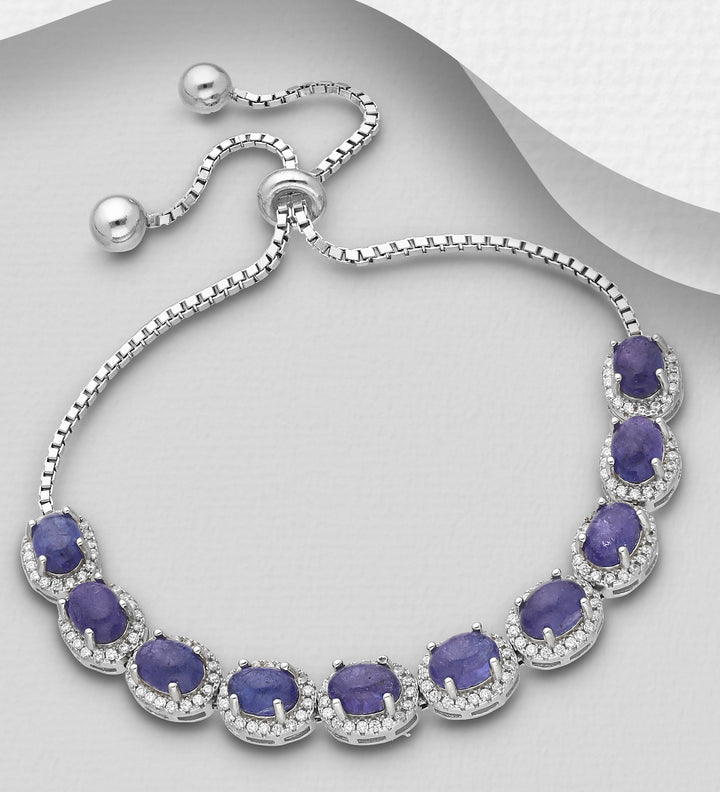 Tanzanite Adjustable Silver Bracelet