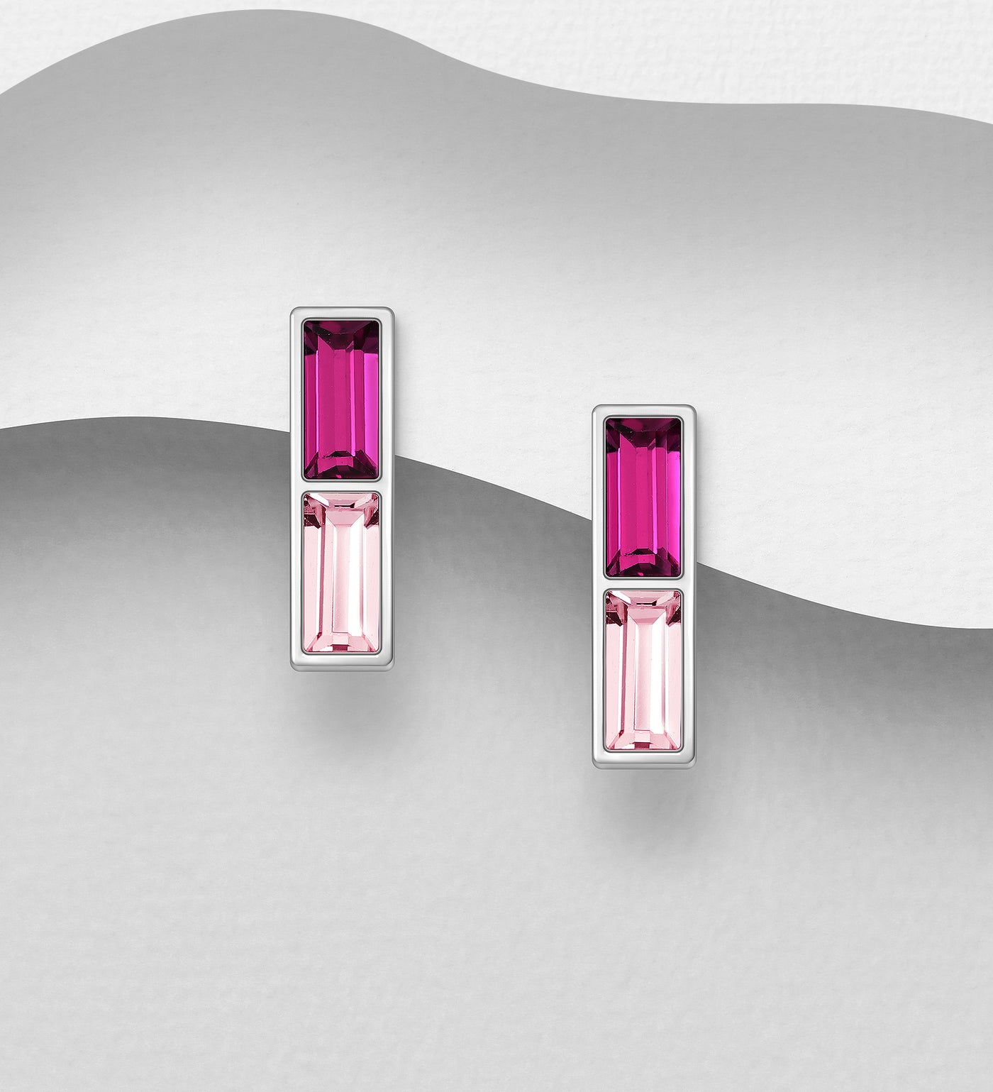 Pink Ombré Austrian Crystals Earrings