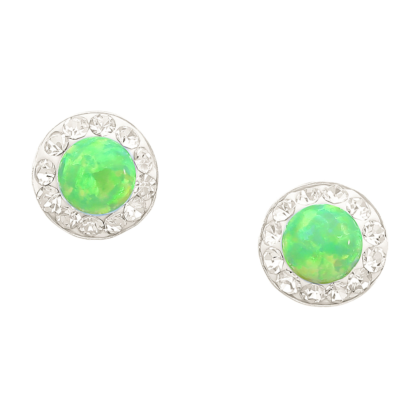 Created Green Opal Earrings
