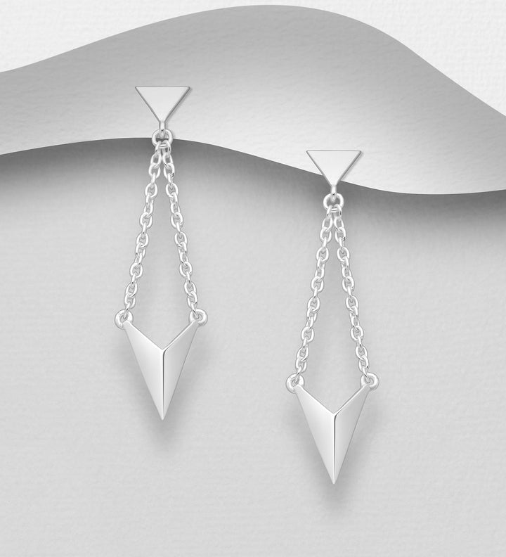 Triangle Silver Dangle Earrings