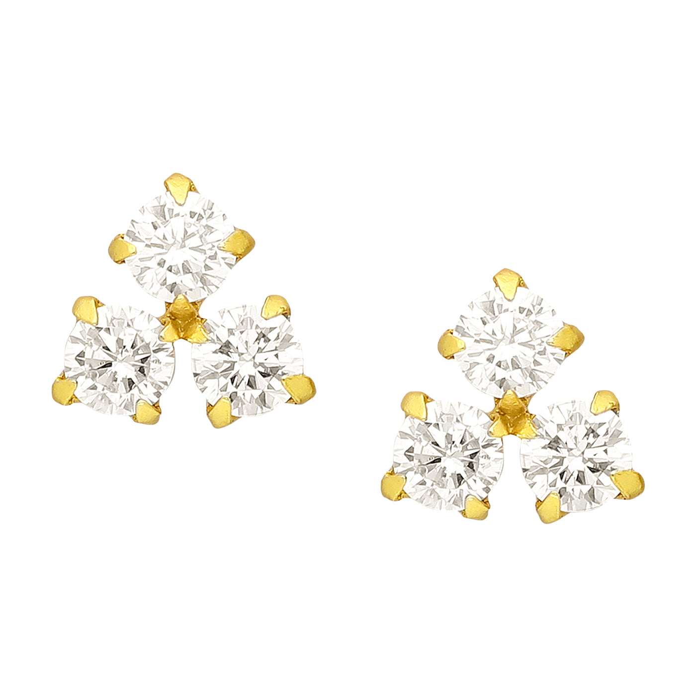 Diamond Simulant Cluster Gold Earrings