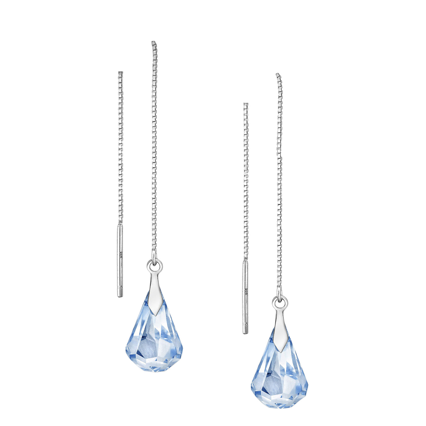 Blue Austrian Crystal Threader Earrings