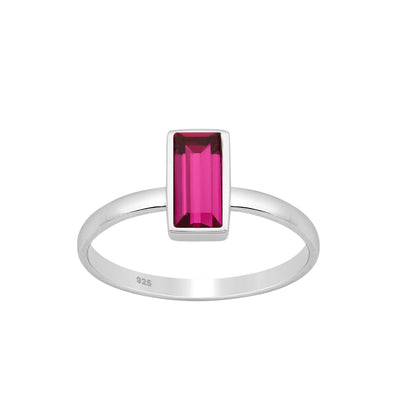 Rose Austrian Crystal Silver Ring