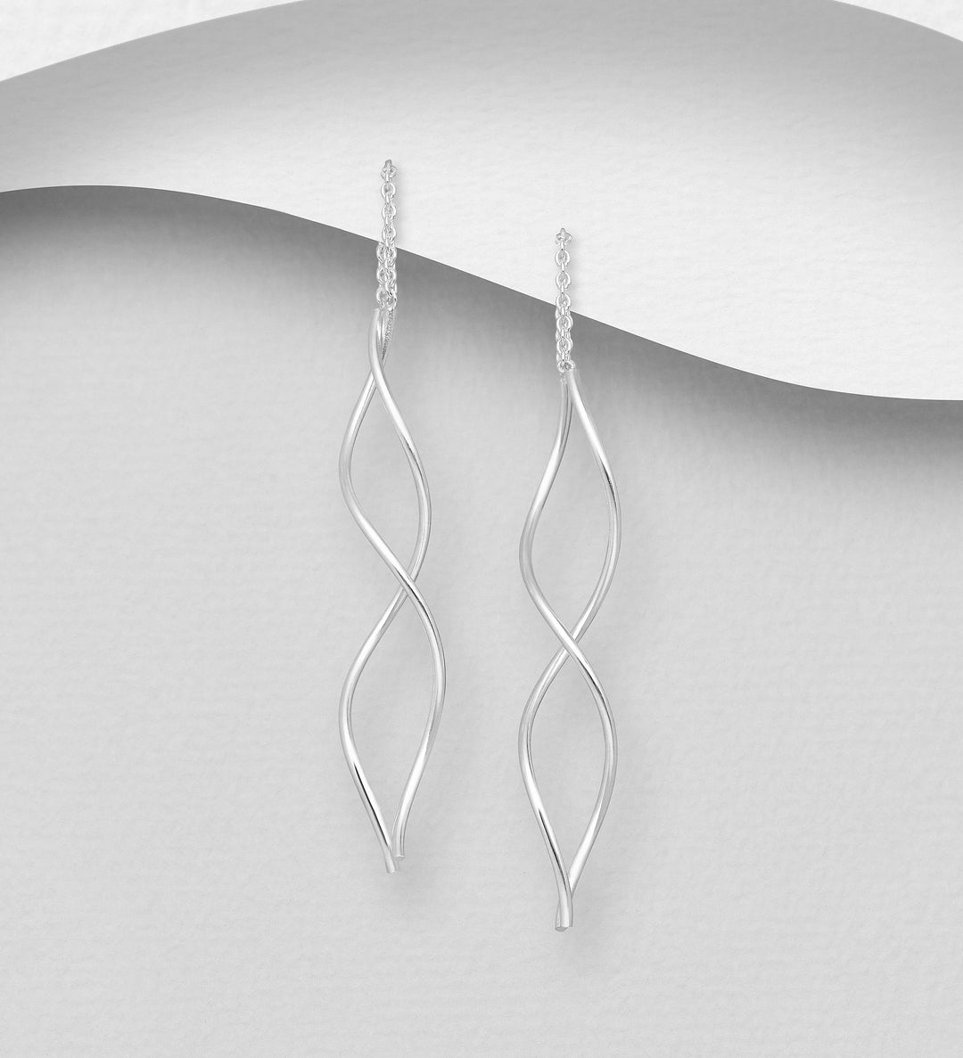 Threader Twist Silver Earrings