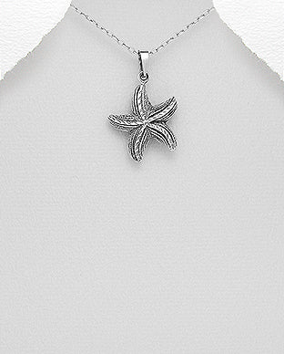 Oxidized Starfish Pendant Necklace