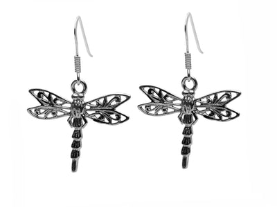 Sterling Silver Detailed Dragonfly Earrings | SilverAndGold