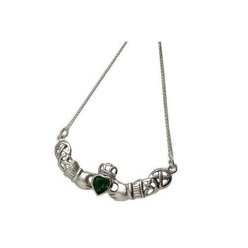 17 Inch Sterling Silver Irish Hands Friendship Necklace - SilverAndGold.com Silver And Gold
