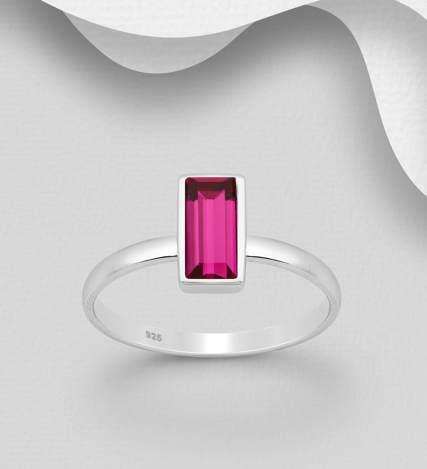 Rose Austrian Crystal Silver Ring
