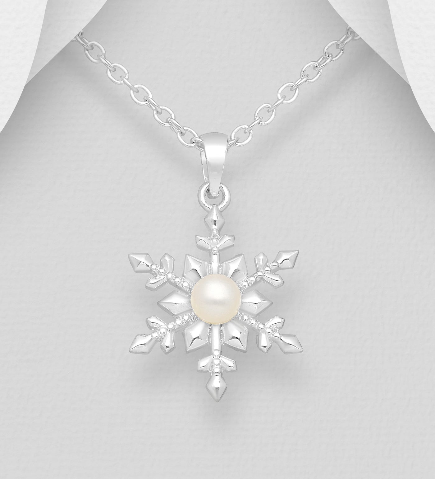 Pearl Snowflake Silver Pendant