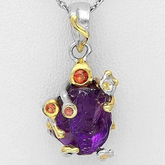 22K Gold Amethyst Silver Necklace