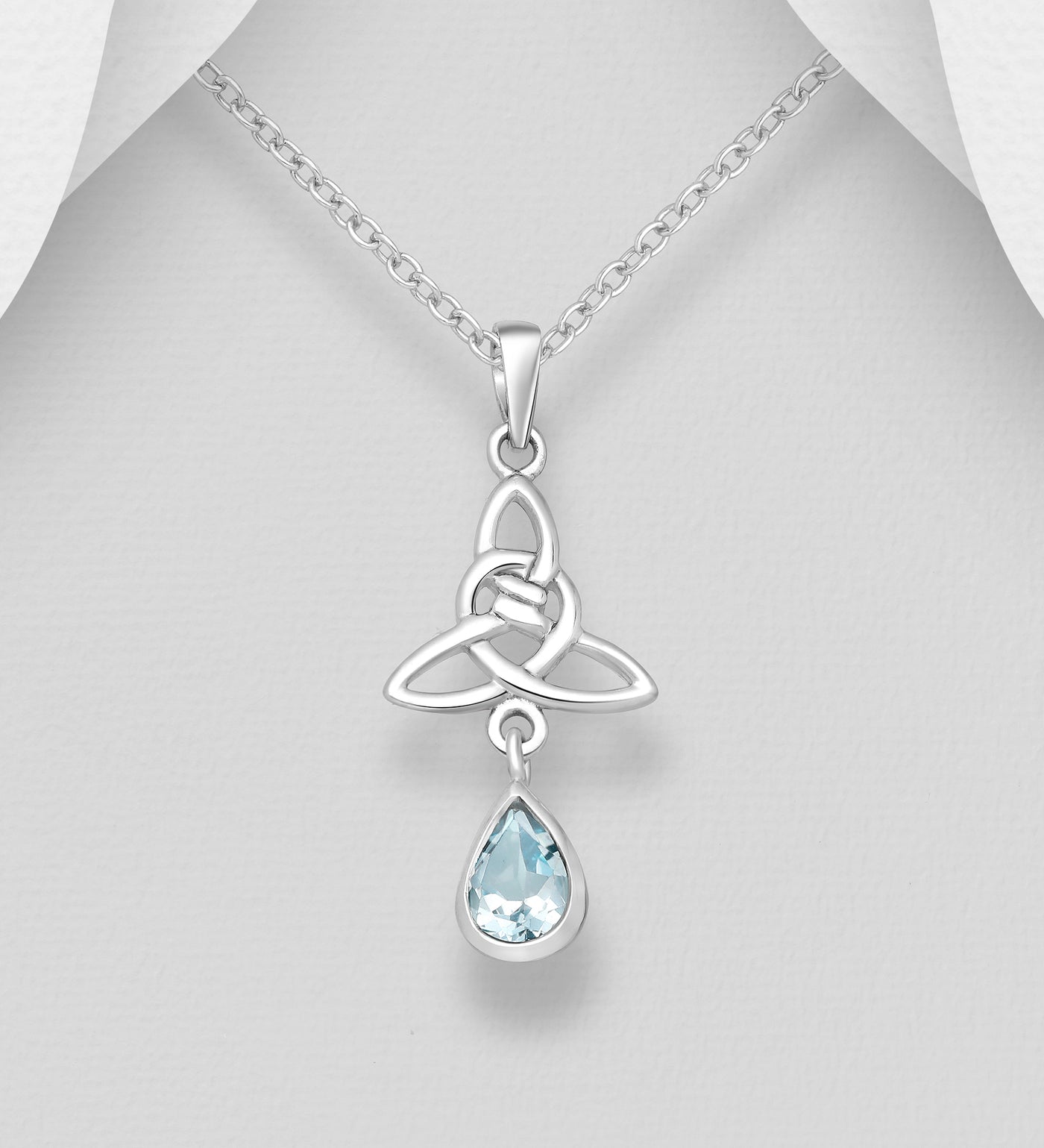 Celtic Trinity Topaz Silver Necklace