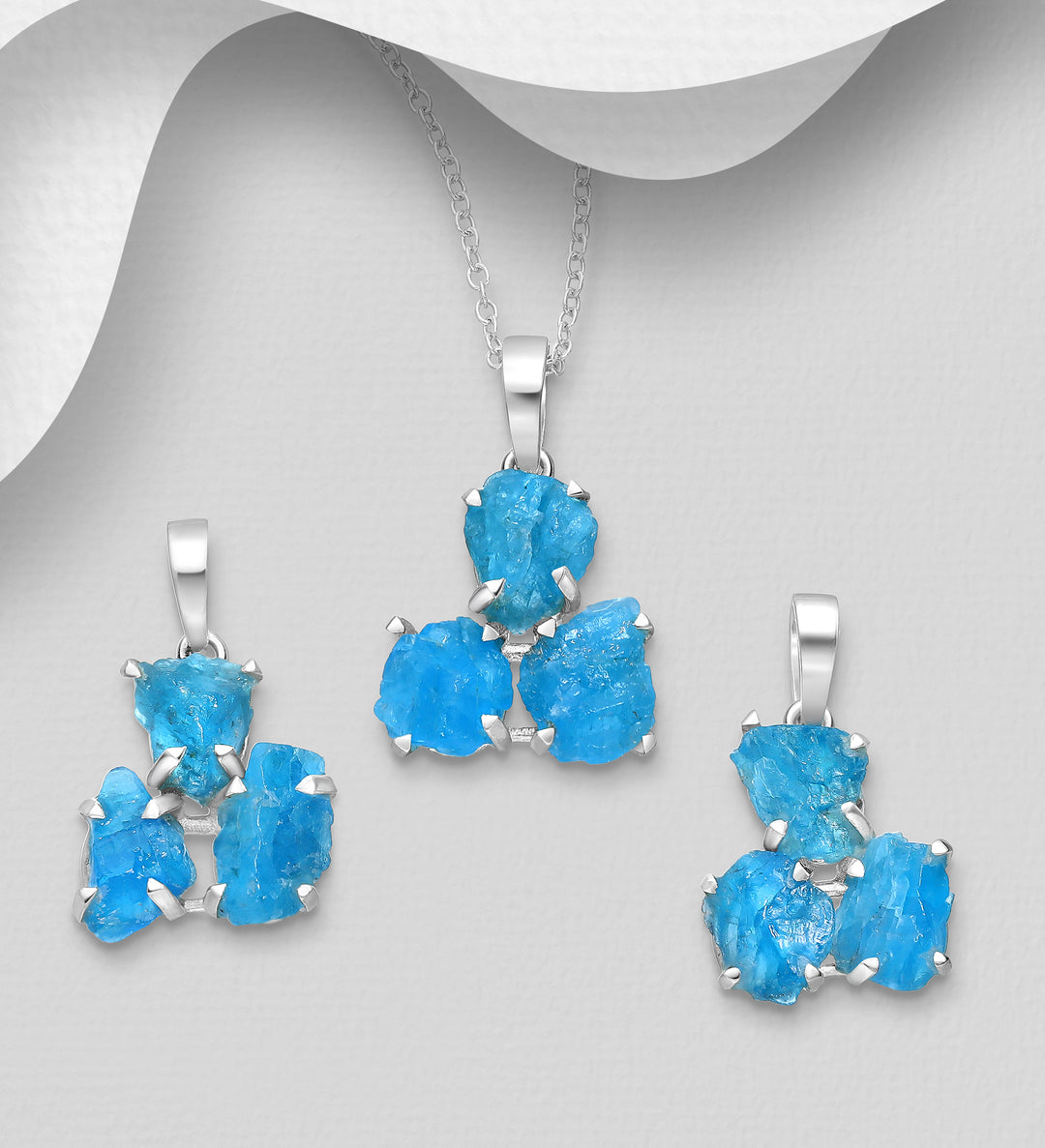 Blue Apatite Silver Pendant
