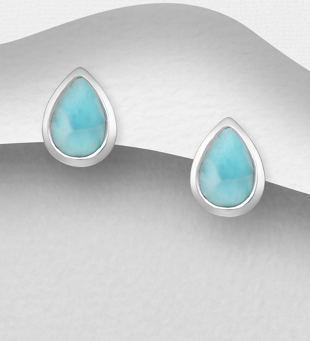 Larimar Droplet Silver Earrings