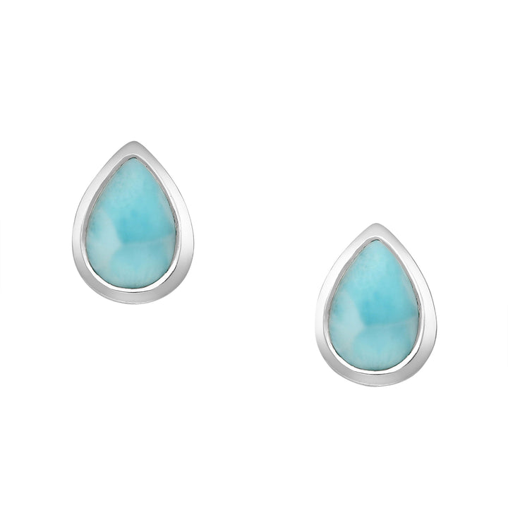 Larimar Droplet Silver Earrings