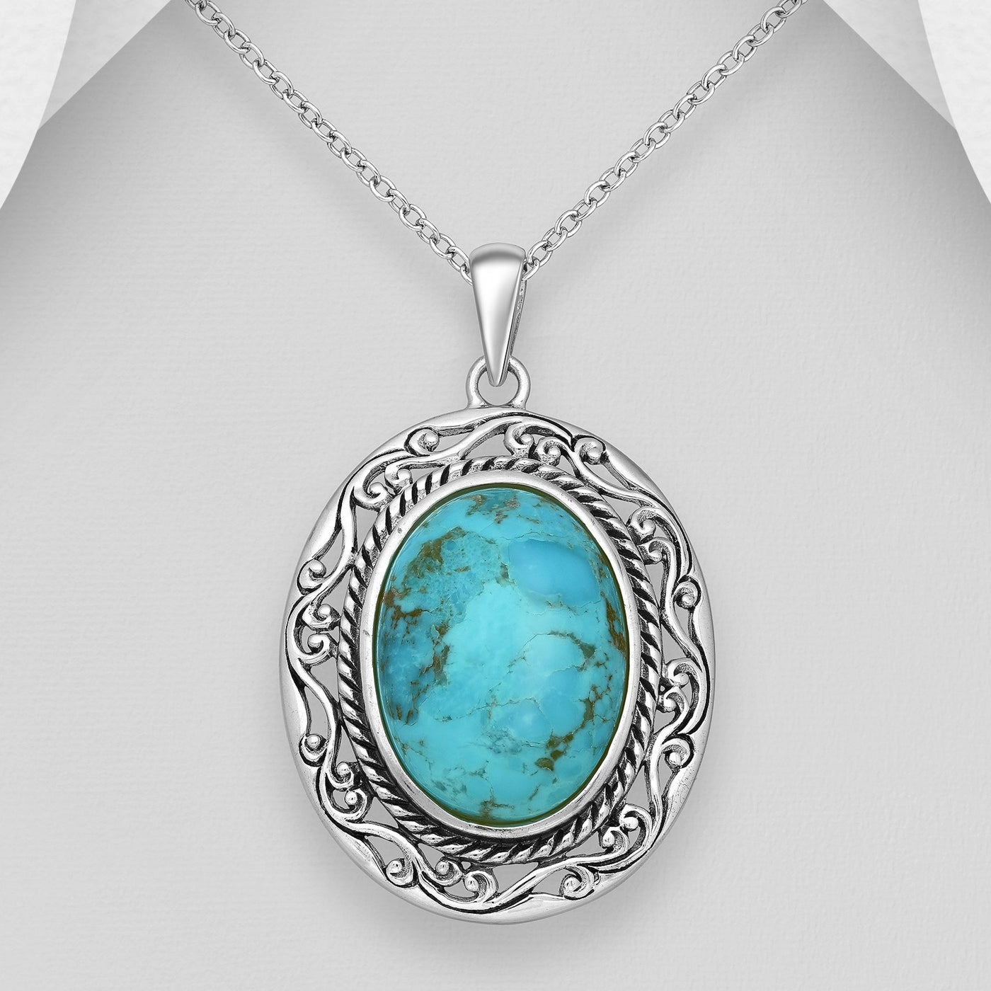 Turquoise Oxidized Silver Pendant