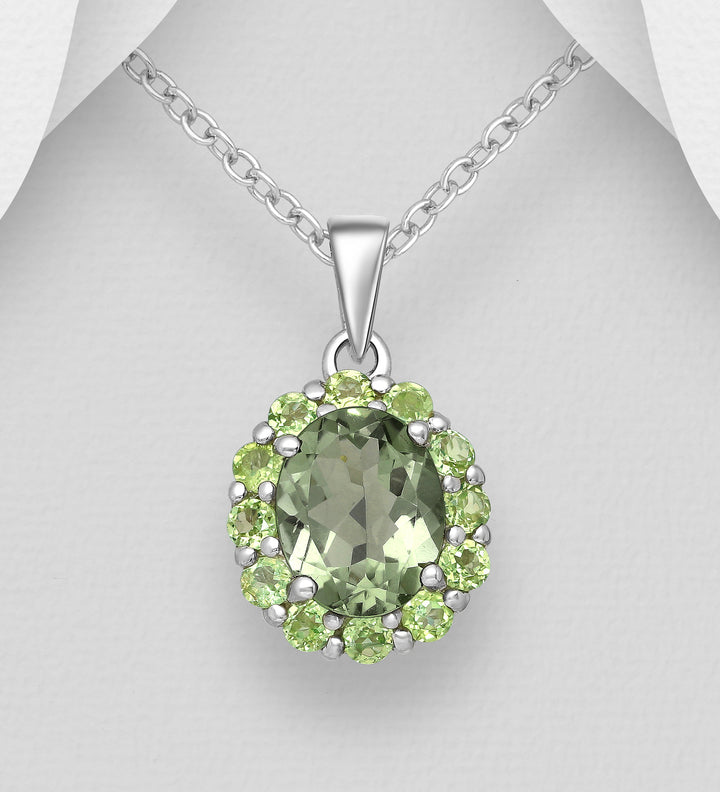Green Amethyst & Peridot Silver Necklace