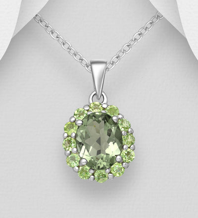 Green Amethyst & Peridot Silver Necklace