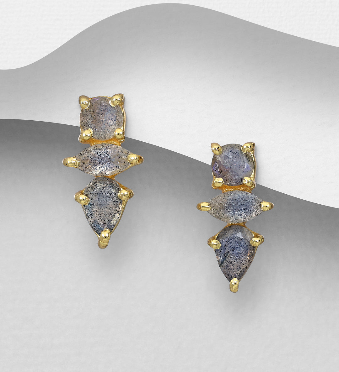 Labradorite Gold Earrings