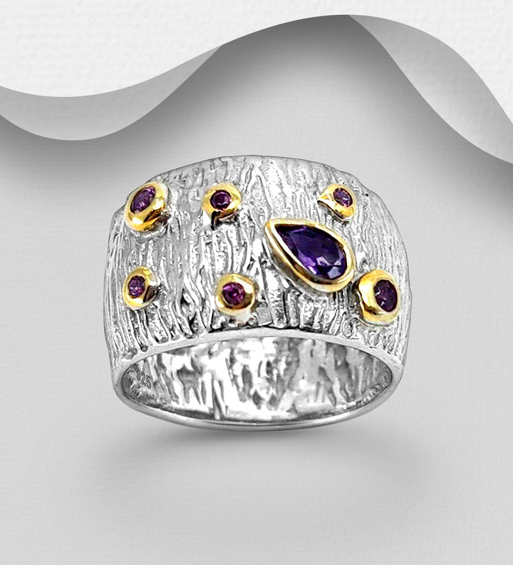 Amethyst & Rhodolite Silver Ring
