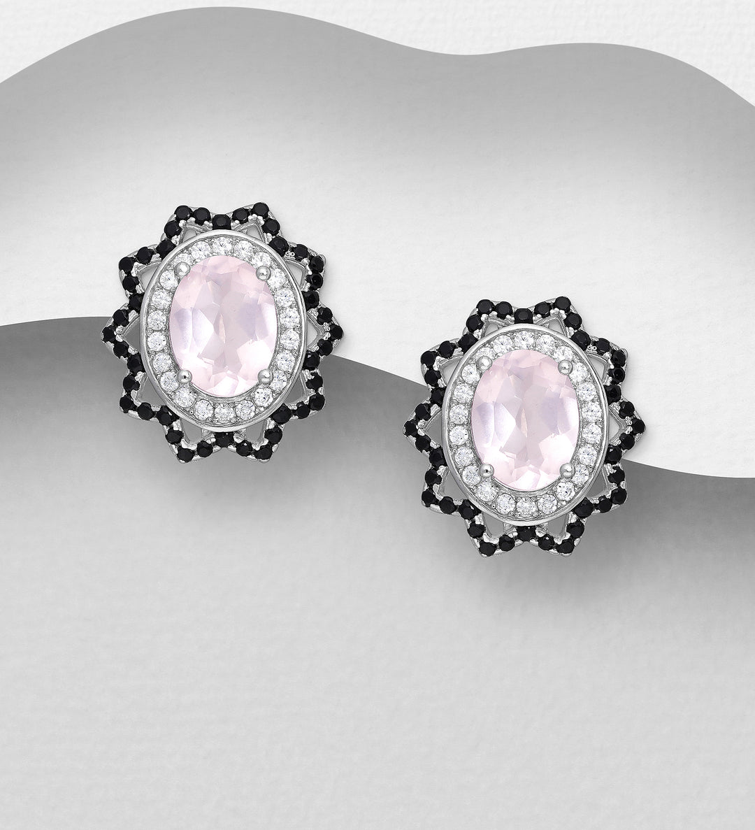 Rose Quartz Silver Earrings